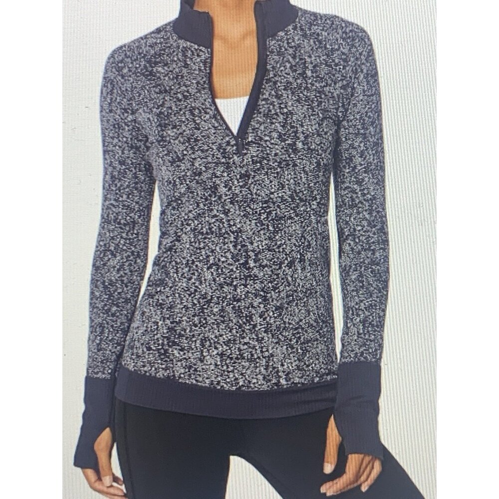 Lululemon Rest Less 1/2 Zip Pullover Women's Sz 4/6 Black White Top Yoga Workout - Picture 5 of 8